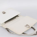 Christian Dior Diorama Chain Shoulder Bag Leather White Silver Auth 196404A-14