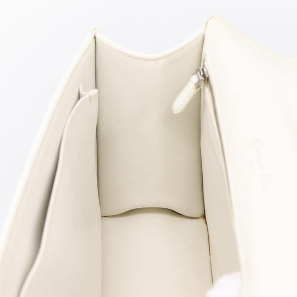 Christian Dior Diorama Chain Shoulder Bag Leather White Silver Auth 196404A