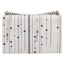Christian Dior Diorama Chain Shoulder Bag Leather White Silver Auth 196404A-2