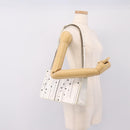 Christian Dior Diorama Chain Shoulder Bag Leather White Silver Auth 196404A-23