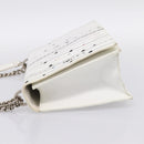 Christian Dior Diorama Chain Shoulder Bag Leather White Silver Auth 196404A-4