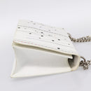 Christian Dior Diorama Chain Shoulder Bag Leather White Silver Auth 196404A-5