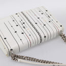 Christian Dior Diorama Chain Shoulder Bag Leather White Silver Auth 196404A-6