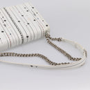 Christian Dior Diorama Chain Shoulder Bag Leather White Silver Auth 196404A-7