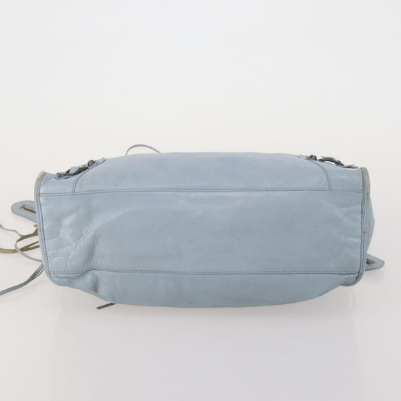 BALENCIAGA The City Hand Bag Leather 2way Light Blue Gold 115478 Auth 196406