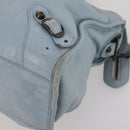 BALENCIAGA The City Hand Bag Leather 2way Light Blue Gold 115478 Auth 196406-12