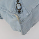 BALENCIAGA The City Hand Bag Leather 2way Light Blue Gold 115478 Auth 196406-13