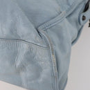 BALENCIAGA The City Hand Bag Leather 2way Light Blue Gold 115478 Auth 196406-14