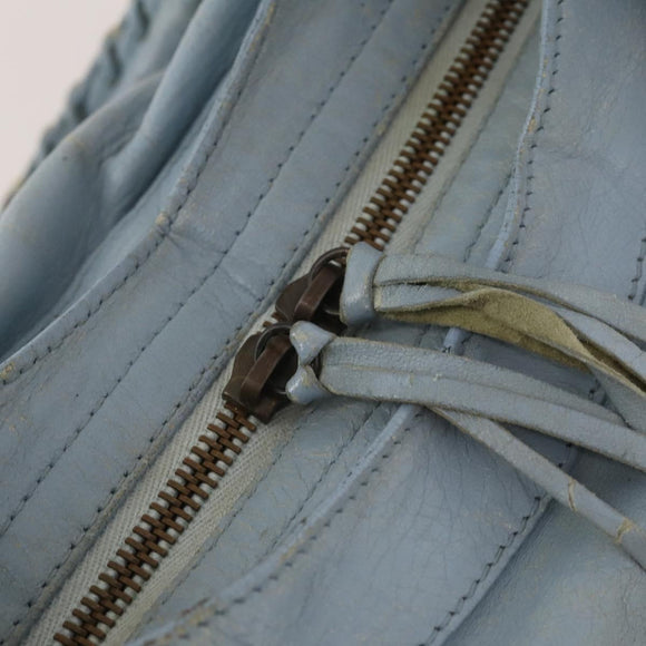 BALENCIAGA The City Hand Bag Leather 2way Light Blue Gold 115478 Auth 196406