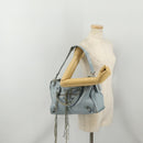 BALENCIAGA The City Hand Bag Leather 2way Light Blue Gold 115478 Auth 196406-24