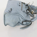 BALENCIAGA The City Hand Bag Leather 2way Light Blue Gold 115478 Auth 196406-4