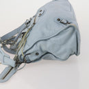 BALENCIAGA The City Hand Bag Leather 2way Light Blue Gold 115478 Auth 196406-5