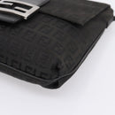 FENDI Zucchino Canvas Mamma Baguette Shoulder Bag Black 8BT075 Auth 196407A-9