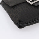 FENDI Zucchino Canvas Mamma Baguette Shoulder Bag Black 8BT075 Auth 196407A-14