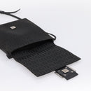 FENDI Zucchino Canvas Mamma Baguette Shoulder Bag Black 8BT075 Auth 196407A-10