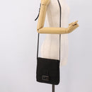 FENDI Zucchino Canvas Mamma Baguette Shoulder Bag Black 8BT075 Auth 196407A-22