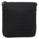 FENDI Zucchino Canvas Mamma Baguette Shoulder Bag Black 8BT075 Auth 196407A-2