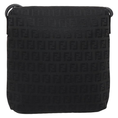 FENDI Zucchino Canvas Mamma Baguette Shoulder Bag Black 8BT075 Auth 196407A - 0