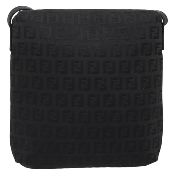 FENDI Zucchino Canvas Mamma Baguette Shoulder Bag Black 8BT075 Auth 196407A