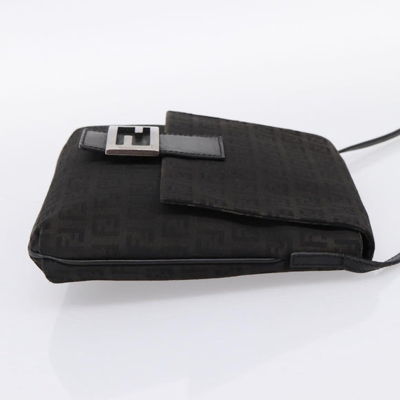FENDI Zucchino Canvas Mamma Baguette Shoulder Bag Black 8BT075 Auth 196407A