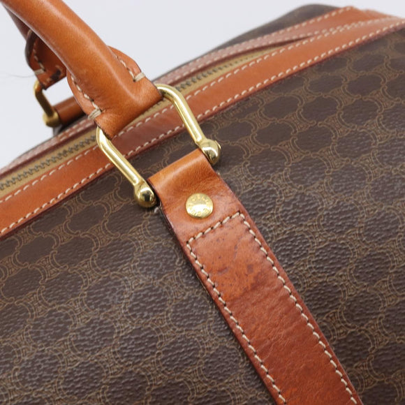 CELINE Macadam Boston Bag PVC Leather Brown Gold Tone Auth 196408A