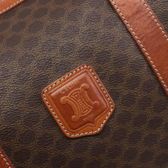 CELINE Macadam Boston Bag PVC Leather Brown Gold Tone Auth 196408A