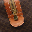 CELINE Macadam Boston Bag PVC Leather Brown Gold Tone Auth 196408A-20