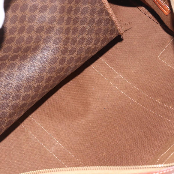 CELINE Macadam Boston Bag PVC Leather Brown Gold Tone Auth 196408A