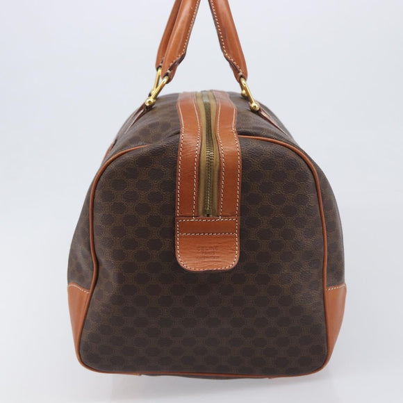 CELINE Macadam Boston Bag PVC Leather Brown Gold Tone Auth 196408A