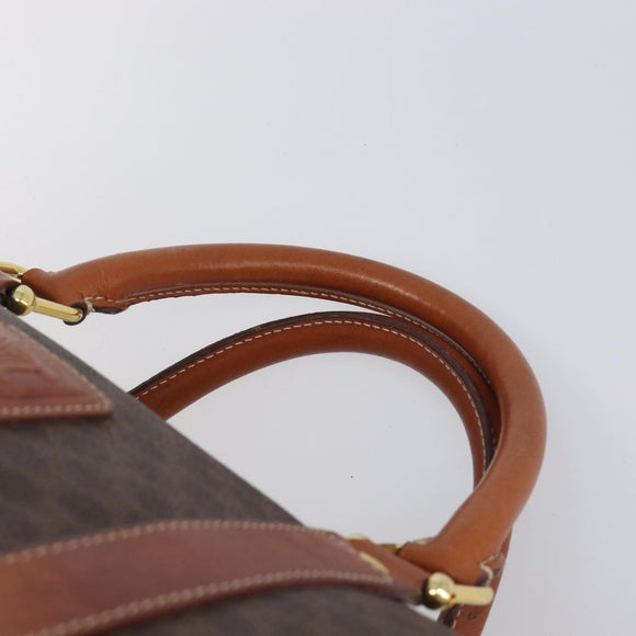 CELINE Macadam Boston Bag PVC Leather Brown Gold Tone Auth 196408A