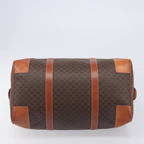 CELINE Macadam Boston Bag PVC Leather Brown Gold Tone Auth 196408A