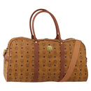 MCM Logogram Vicetos Boston Bag PVC Leather 2way Brown Gold Auth 196410-1