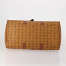 MCM Logogram Vicetos Boston Bag PVC Leather 2way Brown Gold Auth 196410-5