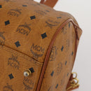 MCM Logogram Vicetos Boston Bag PVC Leather 2way Brown Gold Auth 196410-9