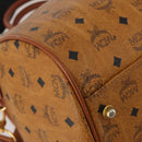 MCM Logogram Vicetos Boston Bag PVC Leather 2way Brown Gold Auth 196410-16