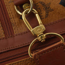 MCM Logogram Vicetos Boston Bag PVC Leather 2way Brown Gold Auth 196410-10