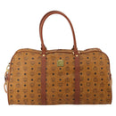 MCM Logogram Vicetos Boston Bag PVC Leather 2way Brown Gold Auth 196410-13