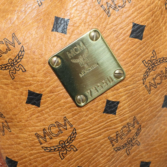 MCM Logogram Vicetos Boston Bag PVC Leather 2way Brown Gold Auth 196410