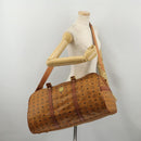 MCM Logogram Vicetos Boston Bag PVC Leather 2way Brown Gold Auth 196410-26