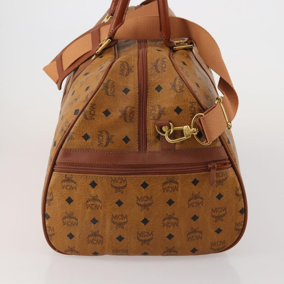 MCM Logogram Vicetos Boston Bag PVC Leather 2way Brown Gold Auth 196410