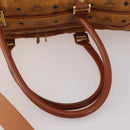 MCM Logogram Vicetos Boston Bag PVC Leather 2way Brown Gold Auth 196410-8