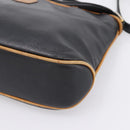 CELINE Shoulder Bag Leather Black Gold Tone Auth 196412-10
