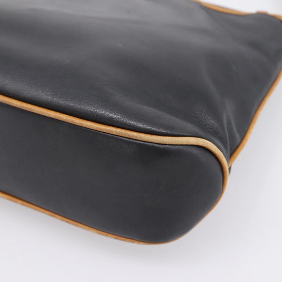 CELINE Shoulder Bag Leather Black Gold Tone Auth 196412