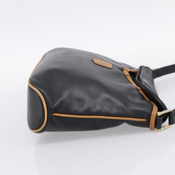 CELINE Shoulder Bag Leather Black Gold Tone Auth 196412