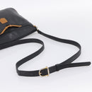 CELINE Shoulder Bag Leather Black Gold Tone Auth 196412-7