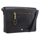 Christian Dior Shoulder Bag Leather Black Gold Tone Auth 196415-1