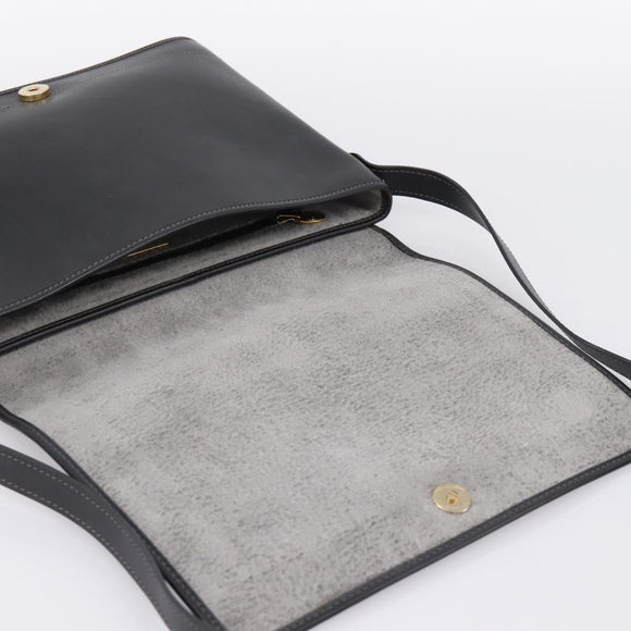 Christian Dior Shoulder Bag Leather Black Gold Tone Auth 196415