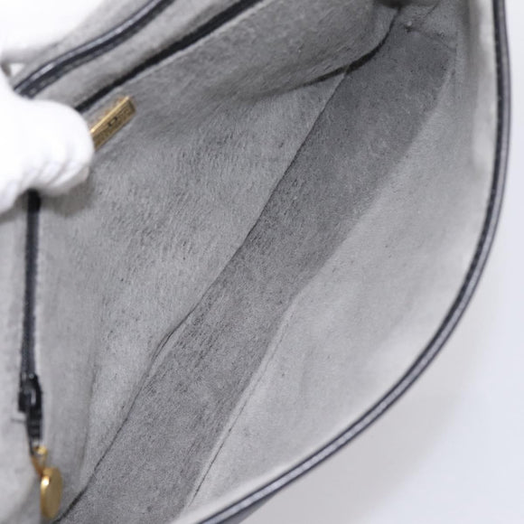 Christian Dior Shoulder Bag Leather Black Gold Tone Auth 196415