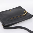 Christian Dior Shoulder Bag Leather Black Gold Tone Auth 196415-6
