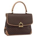 CELINE Macadam Hand Bag PVC Leather Brown Gold Tone Auth 196416-1